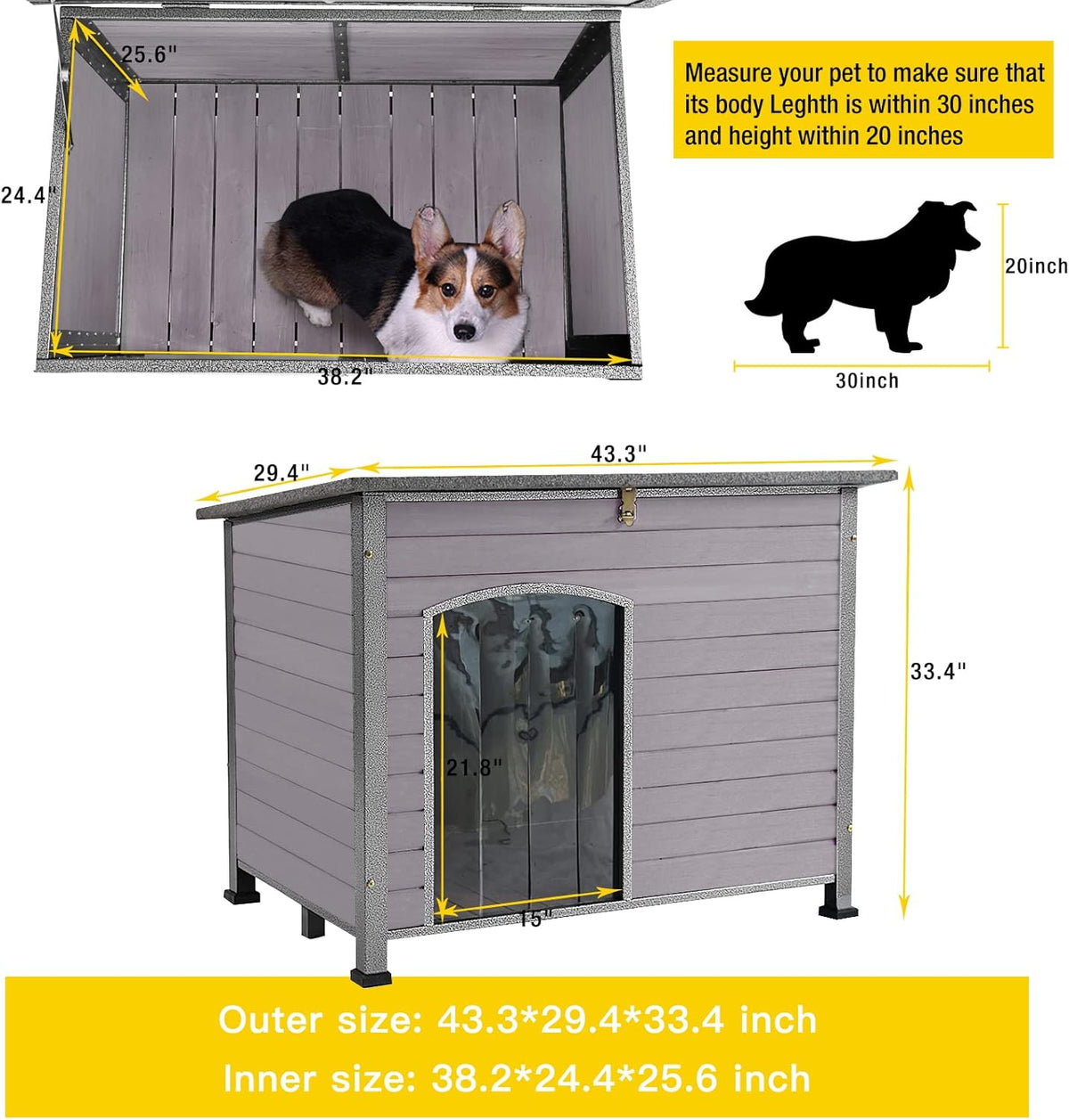 Aivituvin Large Dog House Outdoor Indoor Weatherproof Dog House for Small & Medium & Large Dogs