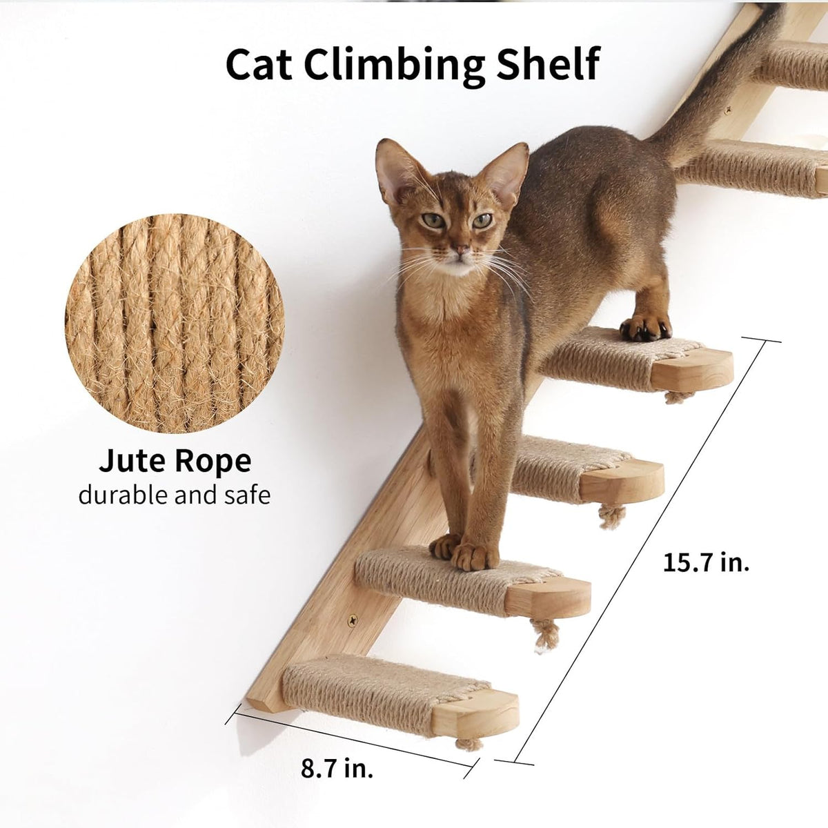 FUKUMARU Cat Wall Furniture, 3 Pack Cats Walls Shelves Set, Solid Rubber Wood Kitten Shelf for