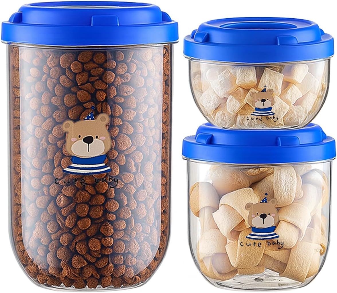 3PCS Dog Food Storage Container Set – Airtight Dog Food Container, Transparent Pet Food Storage