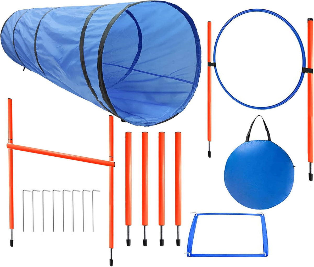 Dog Agility Training Equipment, Obstacle Agility Training Starter Kit for Doggie, Including Tunnel