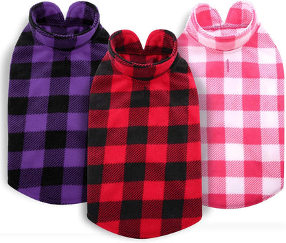 ASENKU Plaid Dog Fleece Vest, Soft Comfortable Pet Pajamas, Warm Winter Dog Shirt, Cold Weather