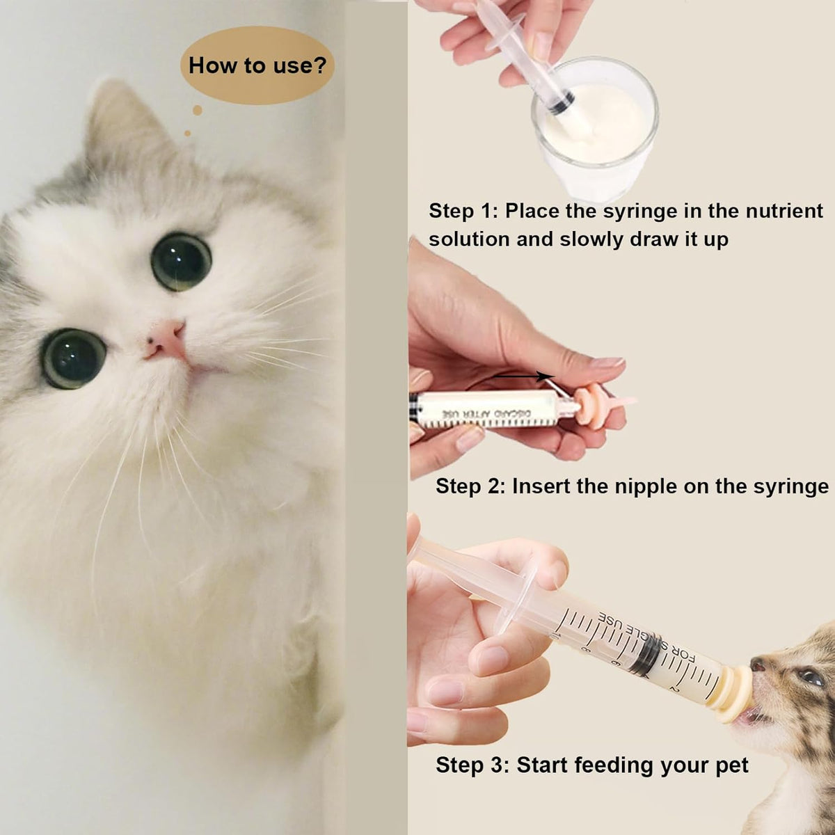 Pet Feeder Syringe, Newborn Animal Feeder Syringe Pet Feeding Nursing Syringe Silicone Feeding
