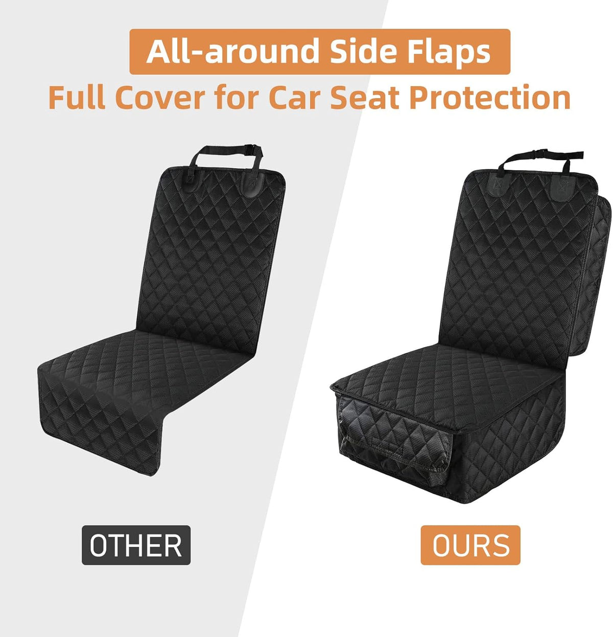 PETICON Waterproof Front Seat Car Cover 2 Pack, Full Protection Dog Car Seat Cover with Side Flaps