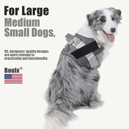 Bolux Dog Harness, No-Pull Reflective Dog Vest, Breathable Adjustable Pet Harness with Handle for