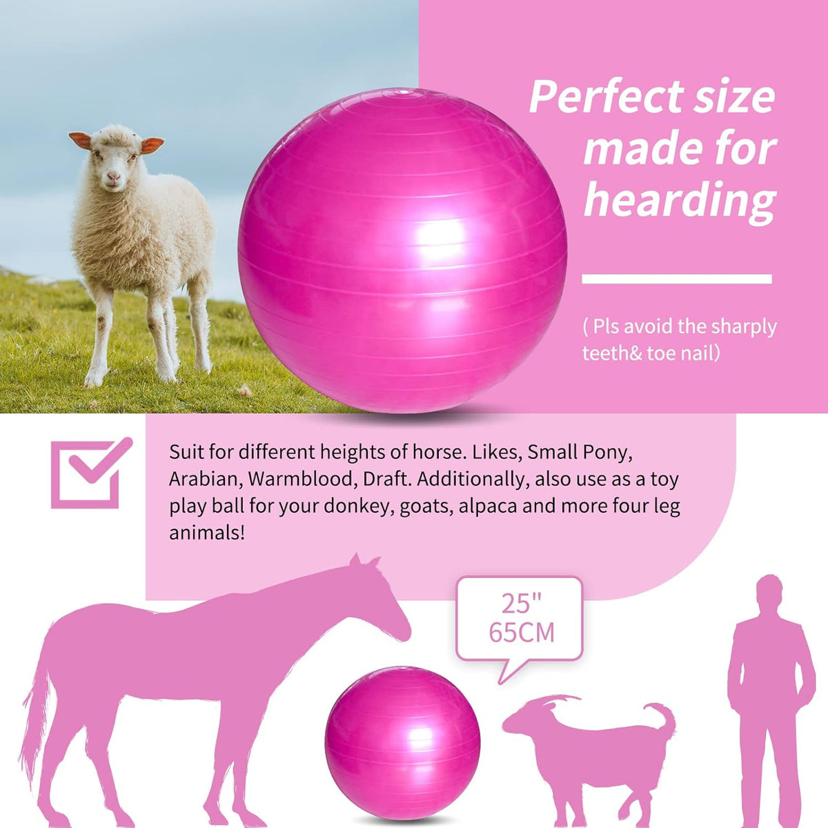 17 Inch Horse Play Balls Anti-Burst Herding Ball for Horse Mega Equine Ball for Play Training