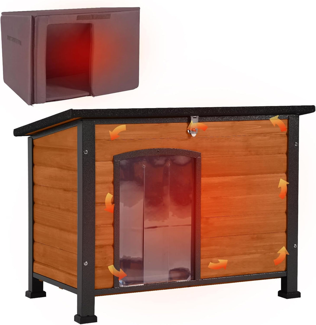 Aivituvin Outdoor Dog House with Insulated Liner Waterproof Dog Kennel for Winter Cat House for