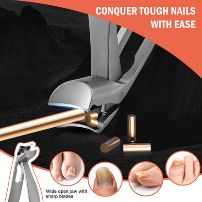BEZOX Ergonomic Angled Head Thick Toenail Clipper for Seniors - Large Nail Clippers for Thick and