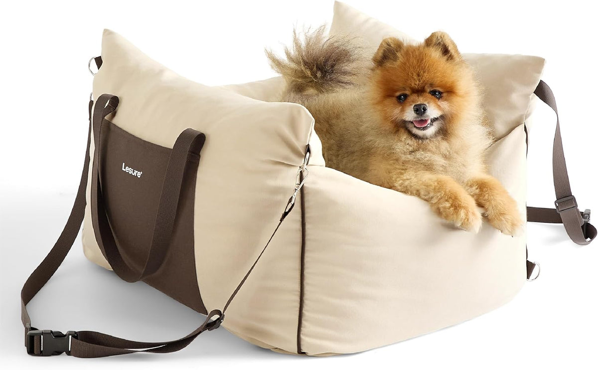 Lesure Small Dog Car Seat for Small Dogs - Dog Booster Seat for Car with Waterproof Bottom, Clip-On