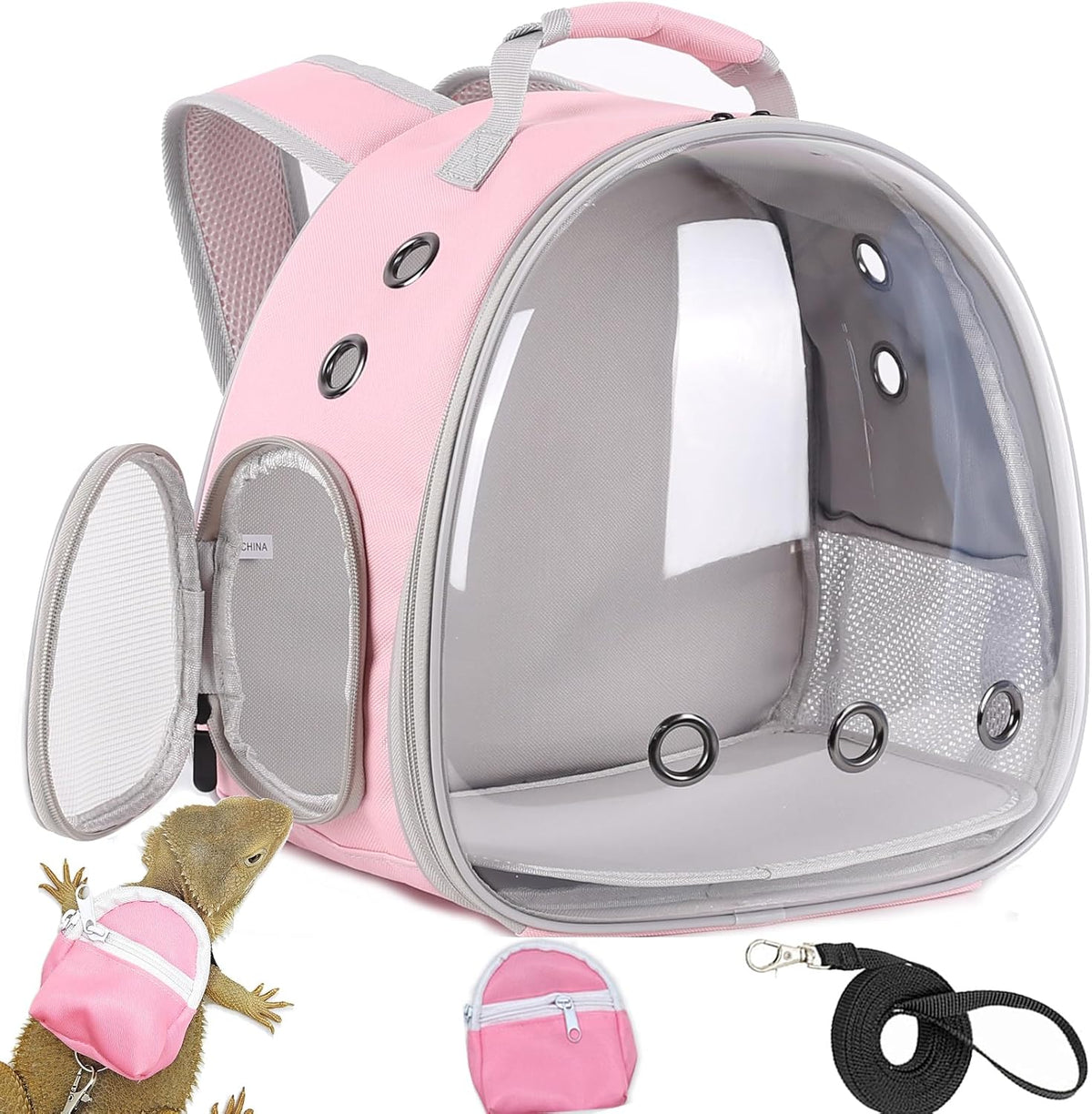 Leopard Gecko Backpack Carrier,Reptile Portable Backpack Carrier with Small Backpack Harness Leash