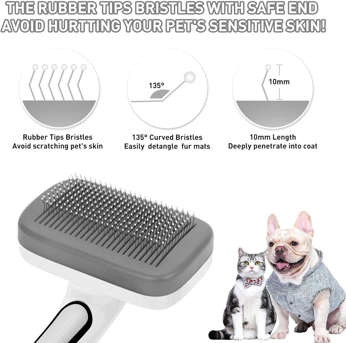 Dogs Cats Self Cleaning Slicker Brush for Shedding & Grooming Any Breed of Pets, Remove Loose