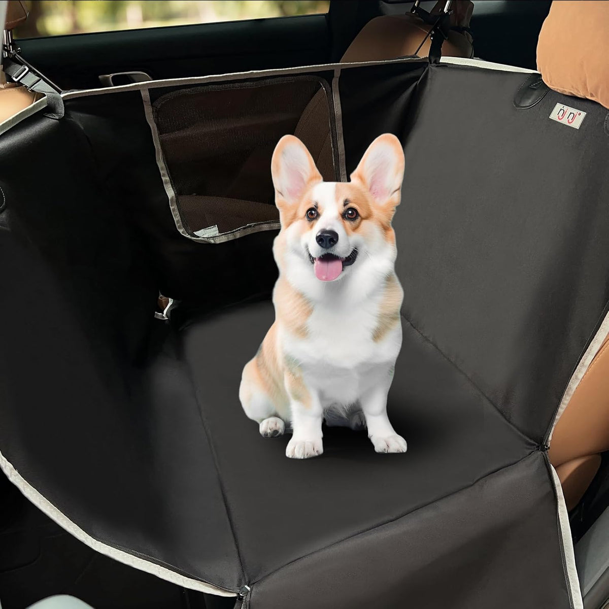 njnj Dog Car Seat Cover for Back Seat - Waterproof Dog Half Hammock for Cars with Mesh
