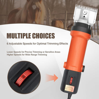 Horse Clippers,350W Horse Clippers Professional Electric Horse Grooming Kit,6 Speeds Animal