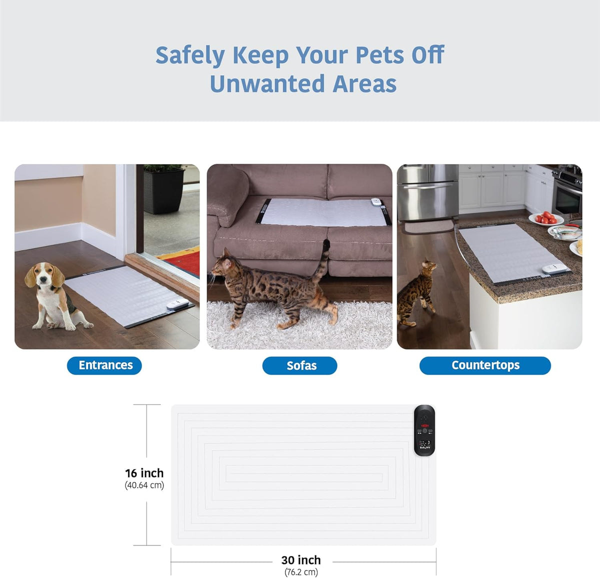SVD.PET Pet Training Mat with Tester, 30" X 16", Pet Shock Pad, Dogs & Cats Electronic Repellent