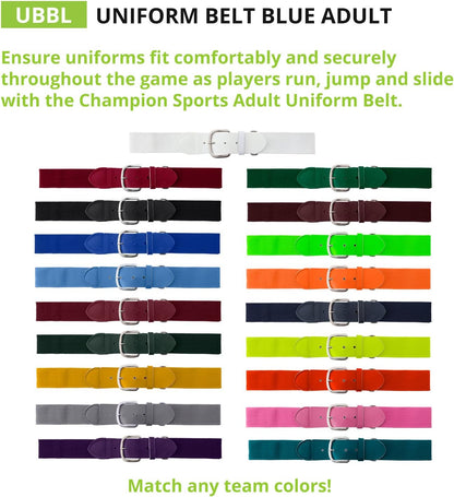 Champion Sports Baseball/Softball Uniform Belt, Comfort Stretch Fit Durable Syntex Tab - Youth &