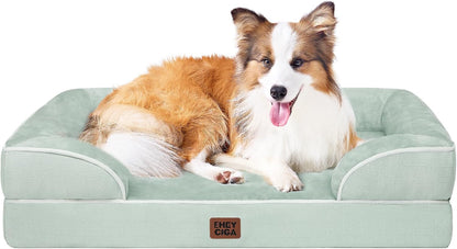 EHEYCIGA Orthopedic Large Dog Bed, Waterproof Memory Foam, Non-Slip Bottom, Sage Green, 41"L x 27"W