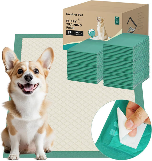 Gardner Pet Puppy Pee Pads Large 18"x24", 50 Count, Dog Pee Pads with Adhesive Sticky Tape, Max