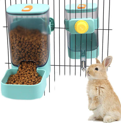 PODOO Rabbit Food Water Dispenser, 24oz No Drip Bunny Water Feeder, 34oz Large Hanging Automatic