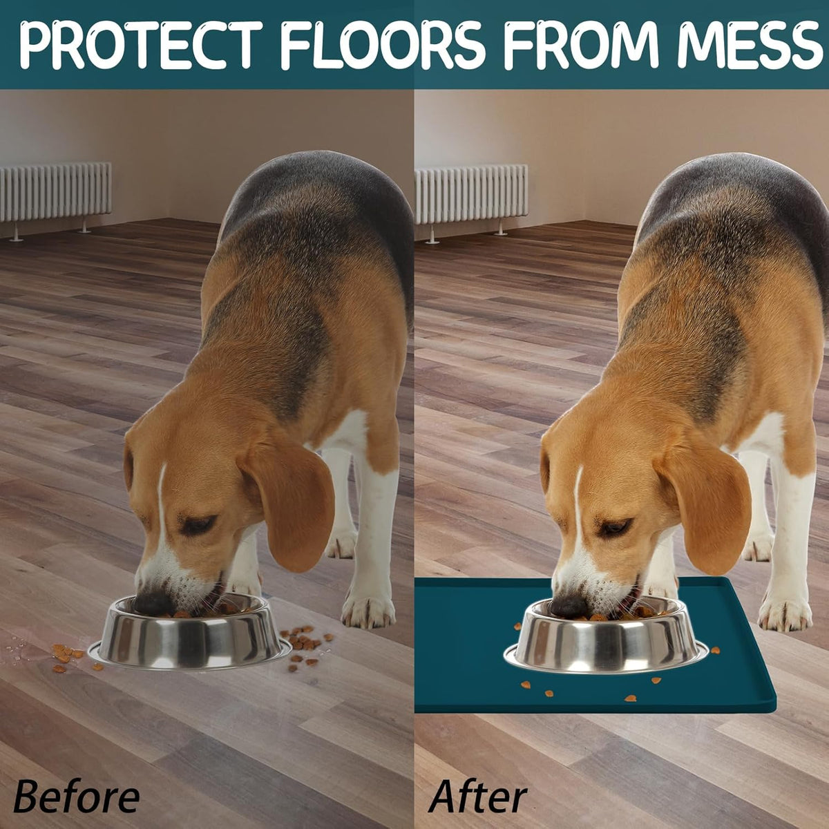 MateeyLife Silicone Cat & Dog Food Mat for Floors Waterproof, Anti-Slip Dog Bowl Mats for Food and