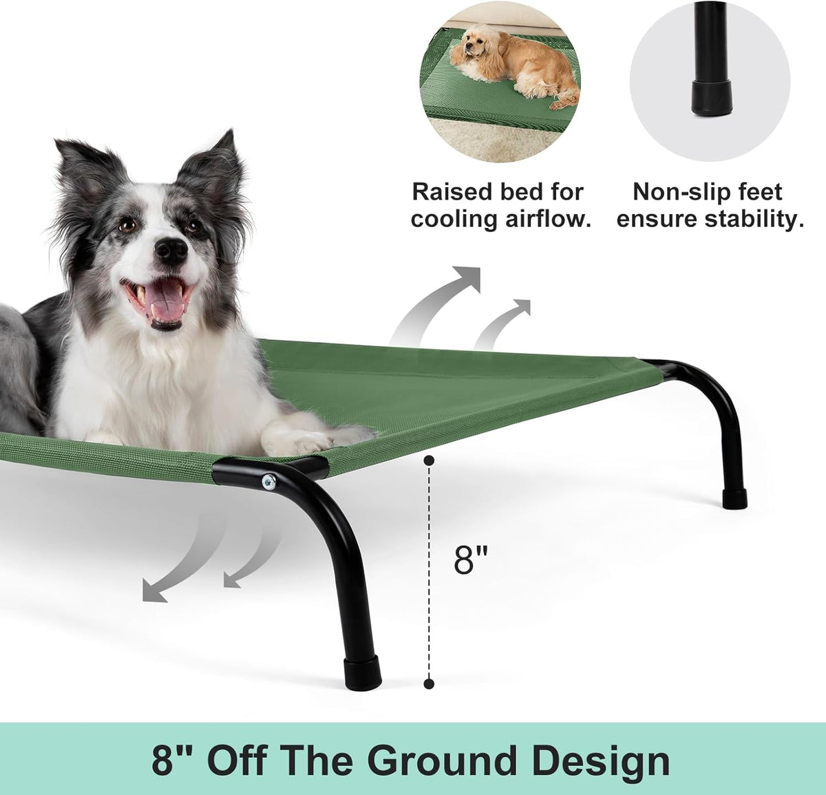 Cooling Elevated Dog Bed for Extra Large Dogs with Non-Slip Floor Protectors & Breathable Mesh, XL
