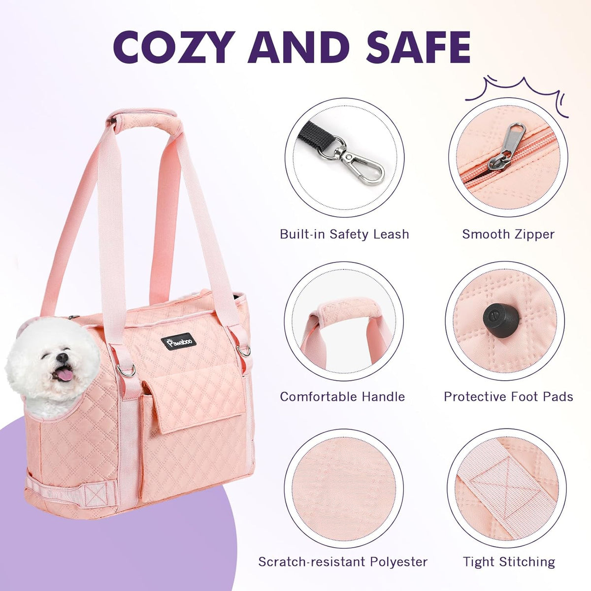 Pawaboo Dog Purse Carrier for Small Dogs with Pocket, Lightweight Dogs and Puppies Tote Bag