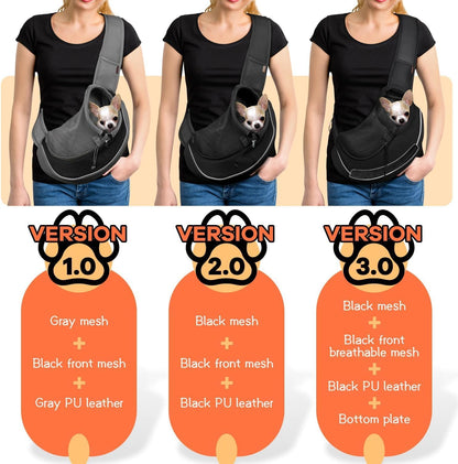 YUDODO Pet Sling Carrier for Small Dogs & Cats – Hands-Free Puppy Carrier with Safety Hook, Large