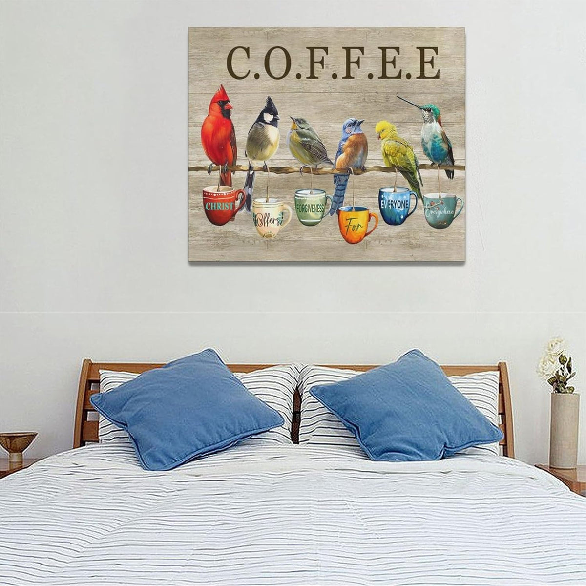 Rustic Bird Coffee Wall Art Kitchen Christ Coffee Pictures Wall Decor Farmhouse Cardinal