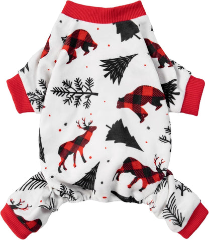Fitwarm Reindeer Dog Christmas Pajamas, Winter Doggy Clothes for Small Dogs Boy Girl, Fleece Dog