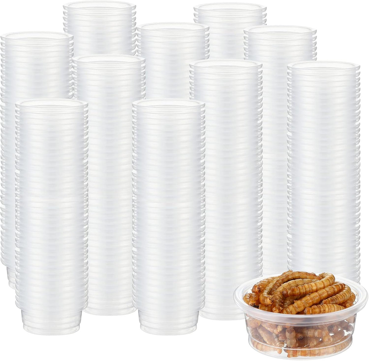 EBOOT 500 Pcs Gecko Food and Water Cups Small Plastic Feeder Cups Reptiles Accessories Reptile