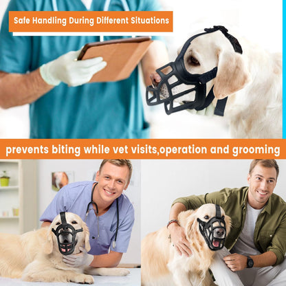 Dog Muzzle, Basket Muzzle Anti Biting Chewing, Sturdy Lightweight Muzzle Allows Panting Drinking