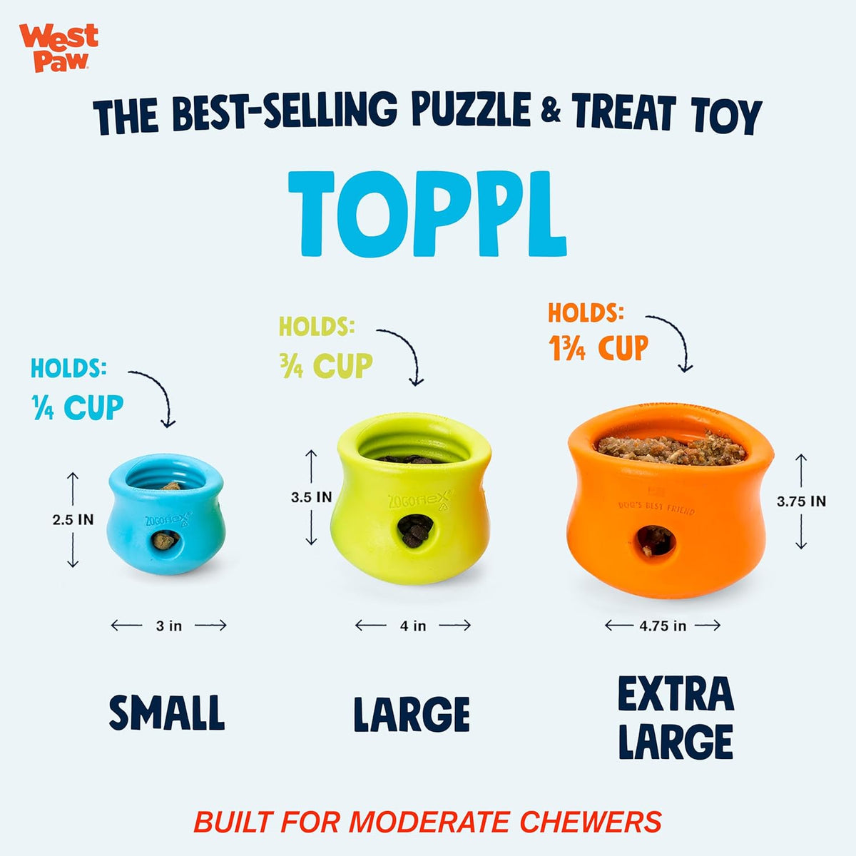 West Paw Zogoflex Toppl Treat Dispensing Dog Toy Puzzle – Interactive Chew Toys for Dogs – Dog Toy