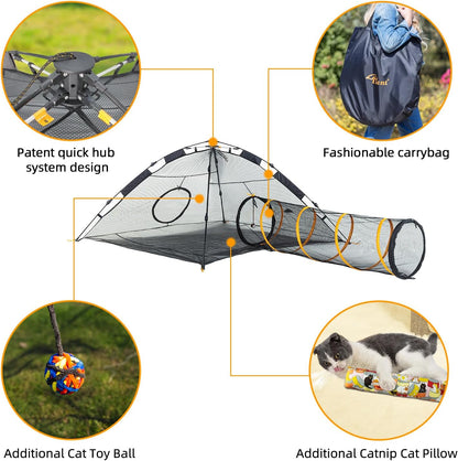 Cat Tent for Indoor and Outdoor Cat Enclosures(Outdoor, Tunnel, and Playhouse) Kitty Playpen