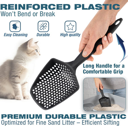 Set of 2 Cat Litter Scoop with Small Holes for Fine Litter, Hanging Handle Deep Reptile Terrarium