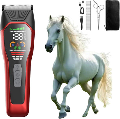 Horse Clippers,Quiet 2-Speed Horse Grooming Clippers,Rechargeable Pet Shaver with Scissors for