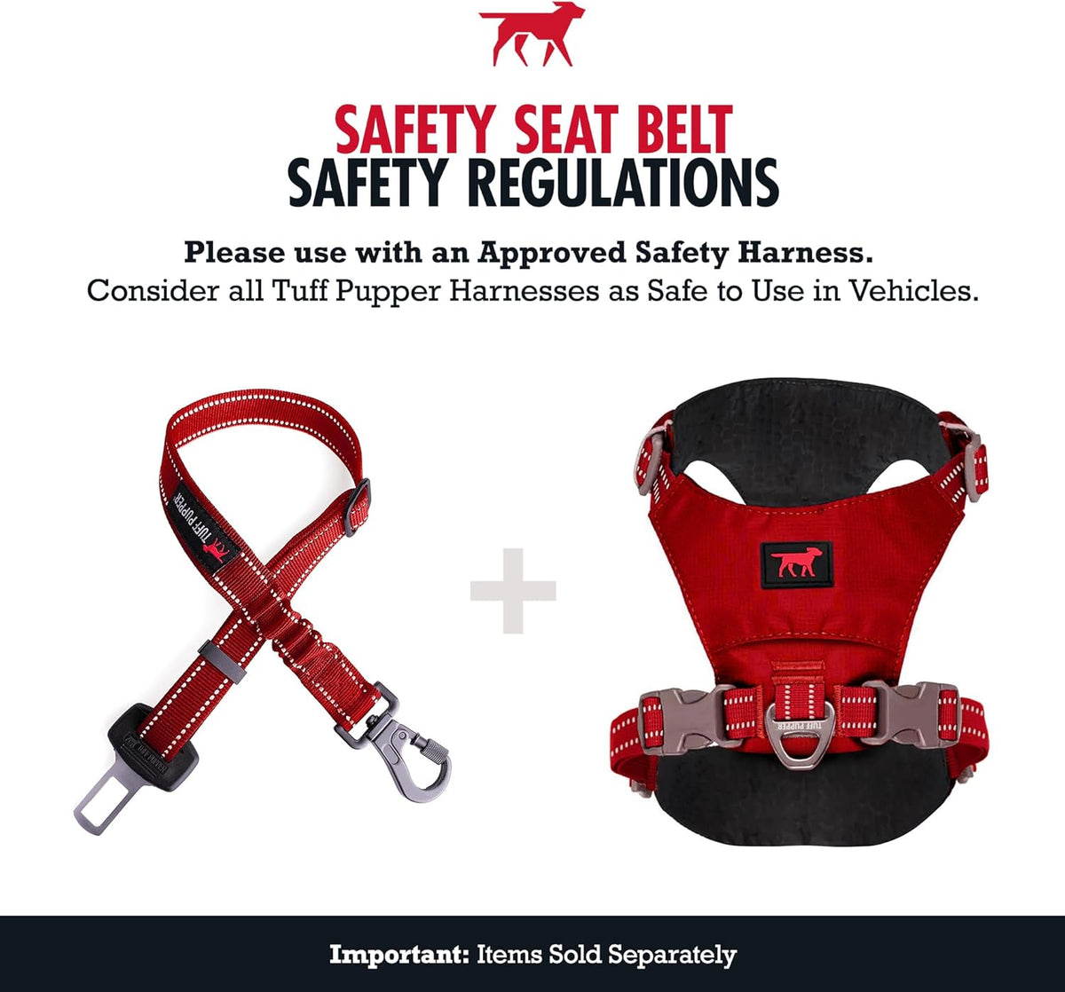 Tuff Pupper Dog Seat Belt | Adjustable Length Dog Seatbelt Restraint | Tangle-Free Locking