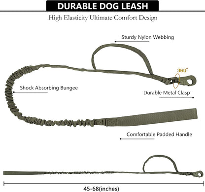 Tactical AirTag Dog Collar Leash Set - Heavy Duty, Adjustable GPS Collar Compatible with Apple