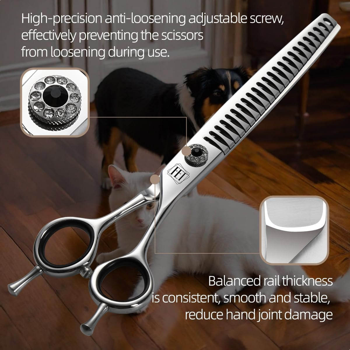Dog Grooming Scissors: 7.5 inch Pet Chunker Shears Made Of Japanese 440C Advanced Stainless Steel