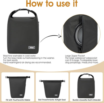 Dog Food Travel Bag,40-Cup Pet Food Storage Containers with 2PCS Collapsible Dog Travel
