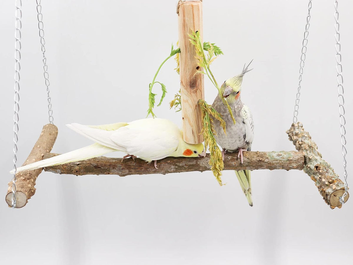 Large Bird Perch Swing Toy, Natural Pepper Wood Parrot Perch Stand Toy, Hangable Birdcage