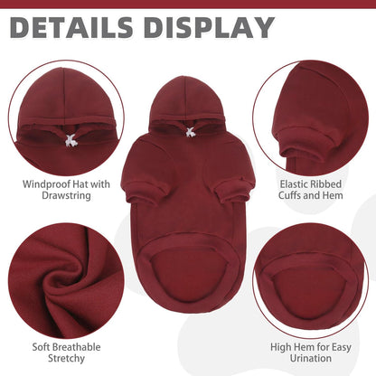 KOOLTAIL Soft and Warm Dog Hoodie Sweater with Leash Hole and Pocket, Winter Coat for Small to
