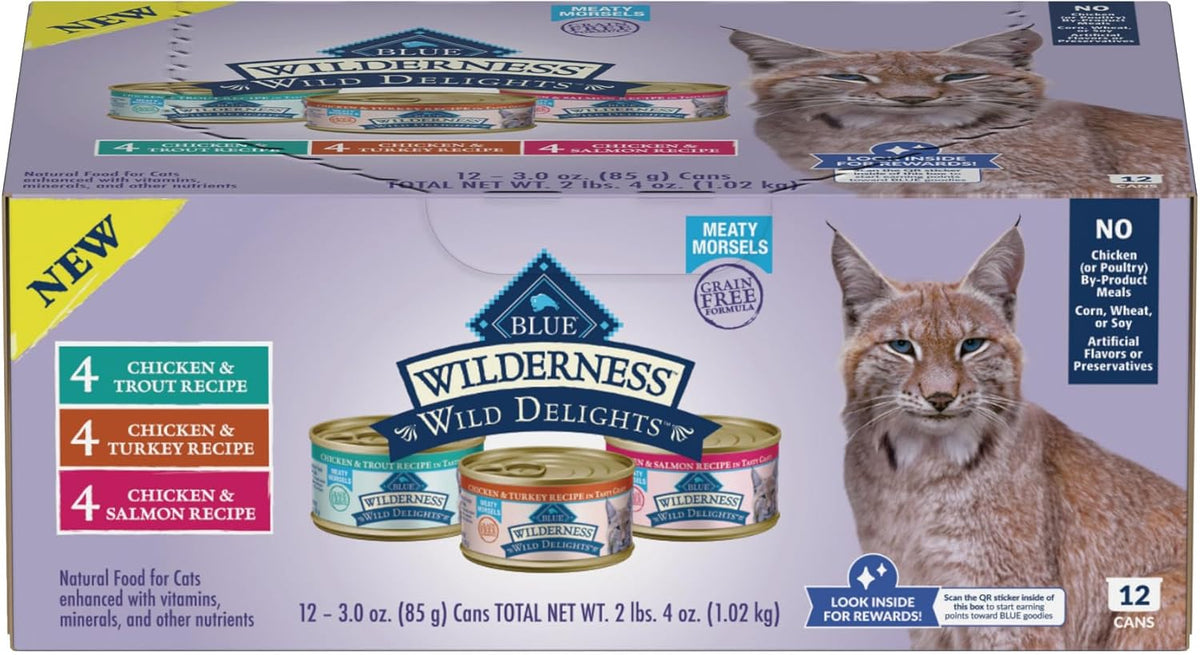 Blue Buffalo Wilderness Wild Delights High Protein Grain Free, Natural Adult Meaty Morsels Wet Cat