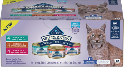 Blue Buffalo Wilderness Wild Delights High Protein Grain Free, Natural Adult Meaty Morsels Wet Cat