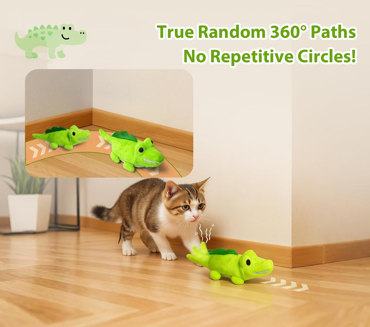Interactive Cat Toys for Indoor Cats - Automatic Moving Cat Chase Toy for Bored Indoor Adult Cats