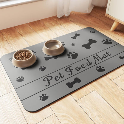 Pet Feeding Mat-Absorbent Pet Placemat for Food and Water Bowl, with Waterproof Rubber Backing
