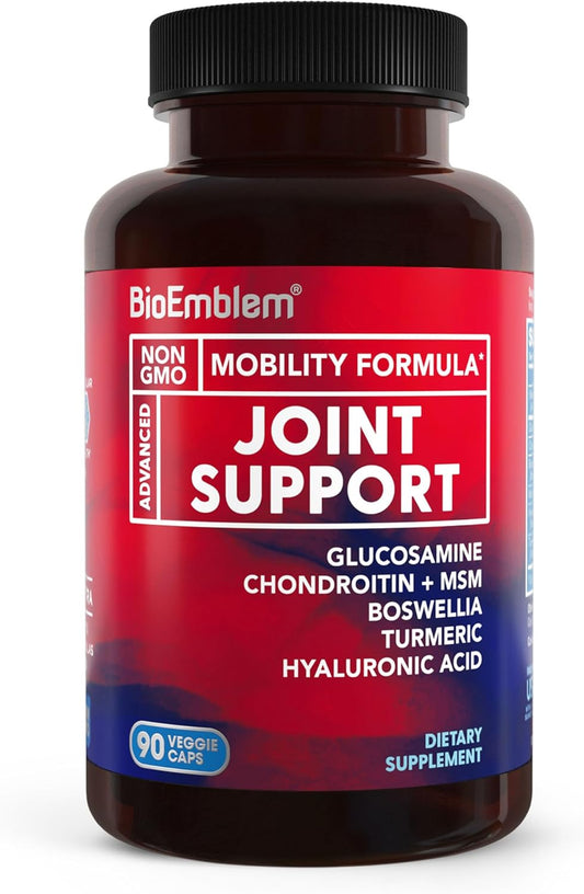 BioEmblem Joint Support - Glucosamine Chondroitin + MSM 1500 MG - with Boswellia, Turmeric &