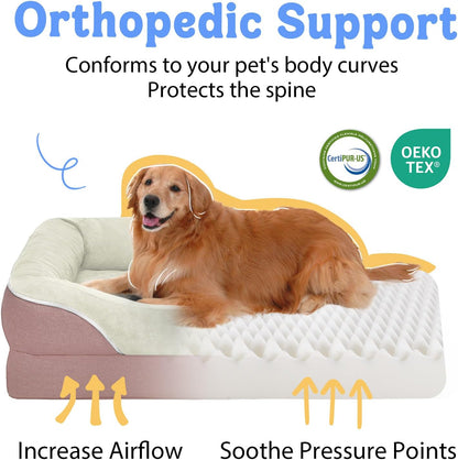 Orthopedic Foam Large Dog Bed XLarge Dog Beds with Removable Washable Cover Pet Bed with Bolster