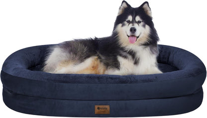 Orthopedic Waterproof Large Dog Bed: Memory Foam Washable Dog Bed with Bolsters - XXL Orthopedic