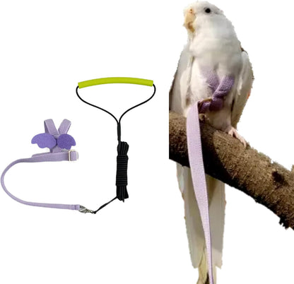 Pet Parrot Bird Harness Leash Adjustable Bird Flying Harness Traction Rope with Cute Wing for