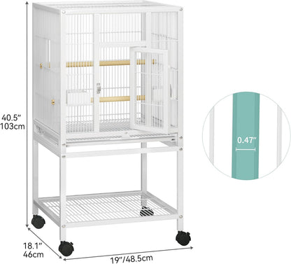 YITAHOME 41 inches Metal Bird Cage for Parakeets: Large Parrot Cages with Tray, Food Boxes, and