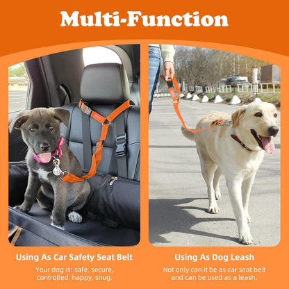 BWOGUE 2 Packs Dog Cat Safety Seat Belt Strap Car Headrest Restraint Adjustable Nylon Fabric Dog