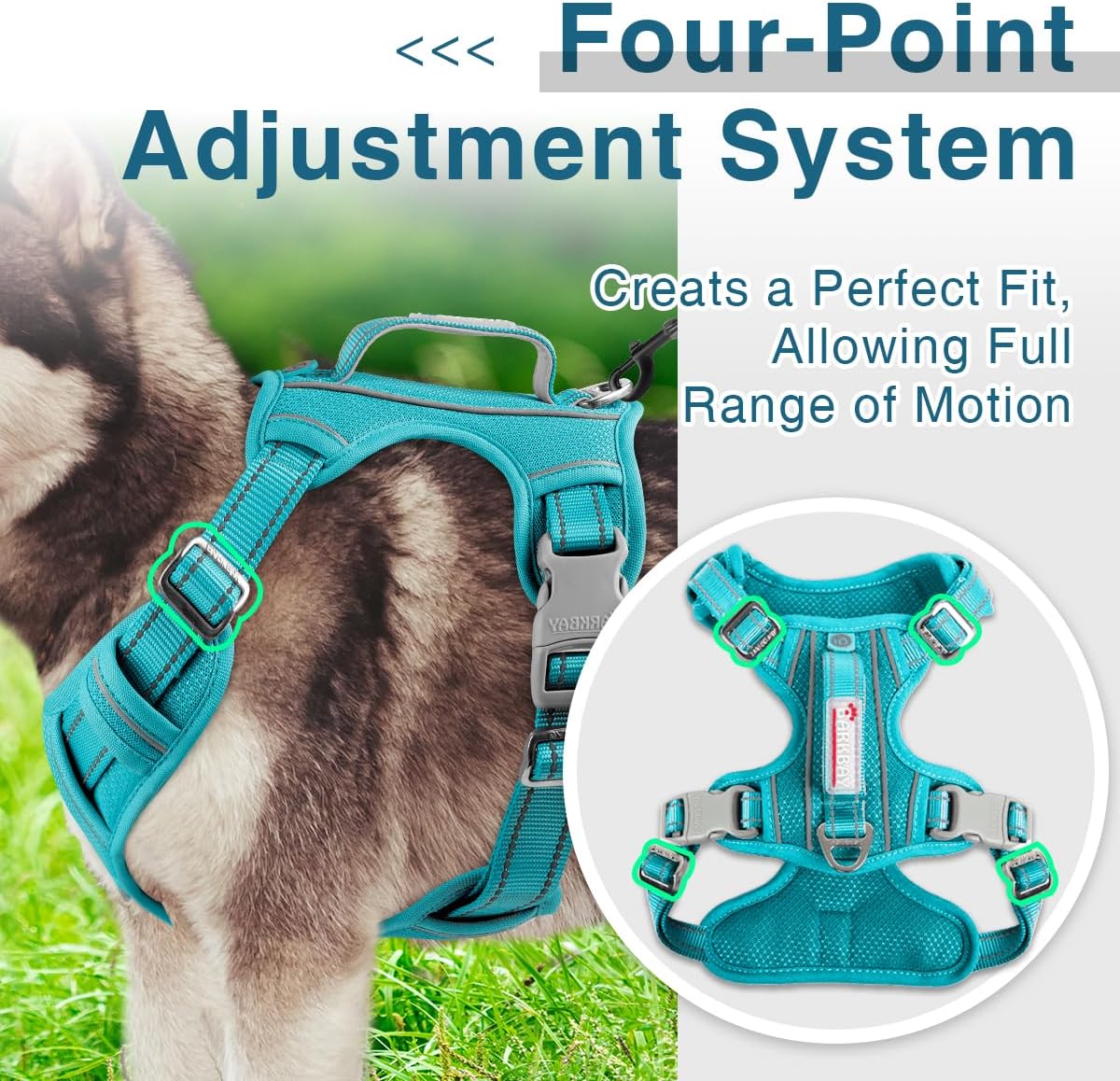 BARKBAY Dog Harness No Pull with ID Tag Pocket - Heavy Duty, Reflective, Easy Control for Large